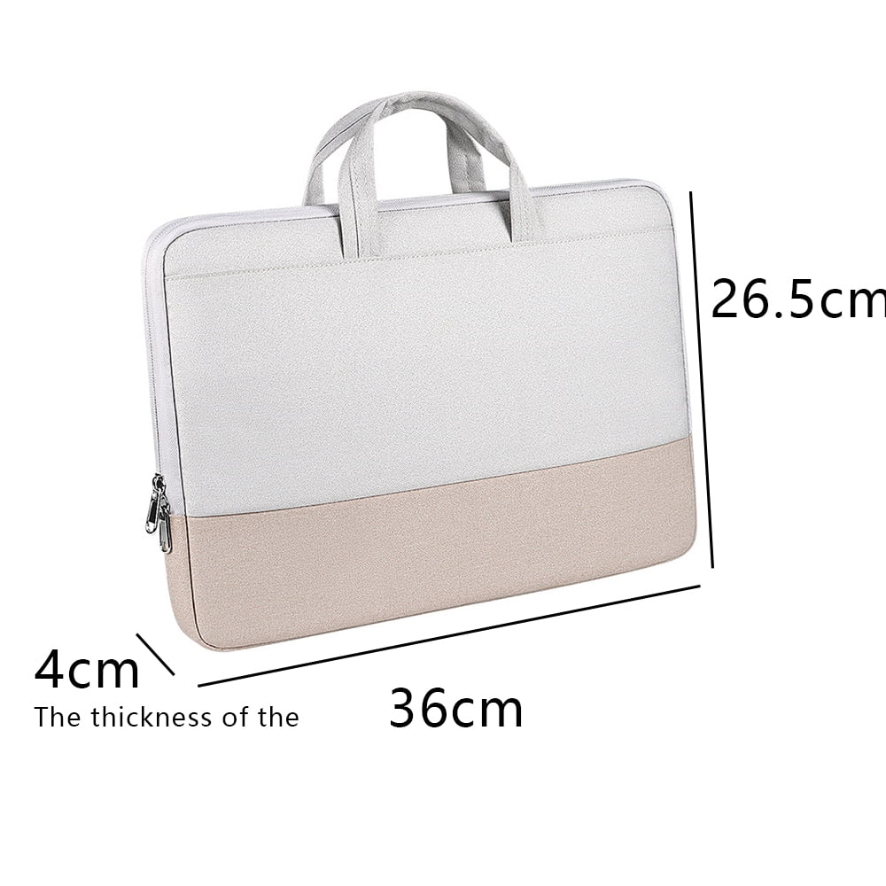 YANYXR, husa pentru laptop din material impermeabil captusita, cu maner, buzunar frontal si centura pentru troler, BCS3230715, alb/khaki, 13,3 inch