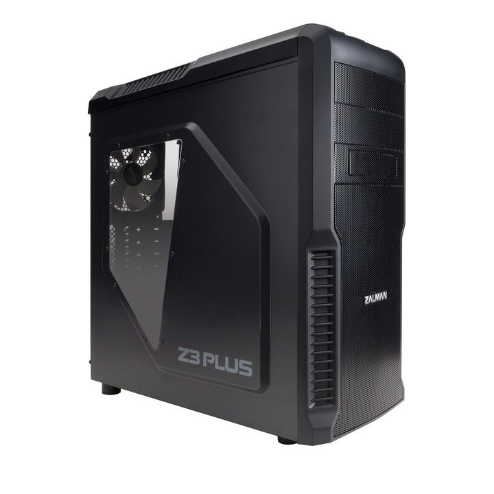 Carcasa Zalman Z3 Plus, Mid-Tower, fara sursa, ATX, Black