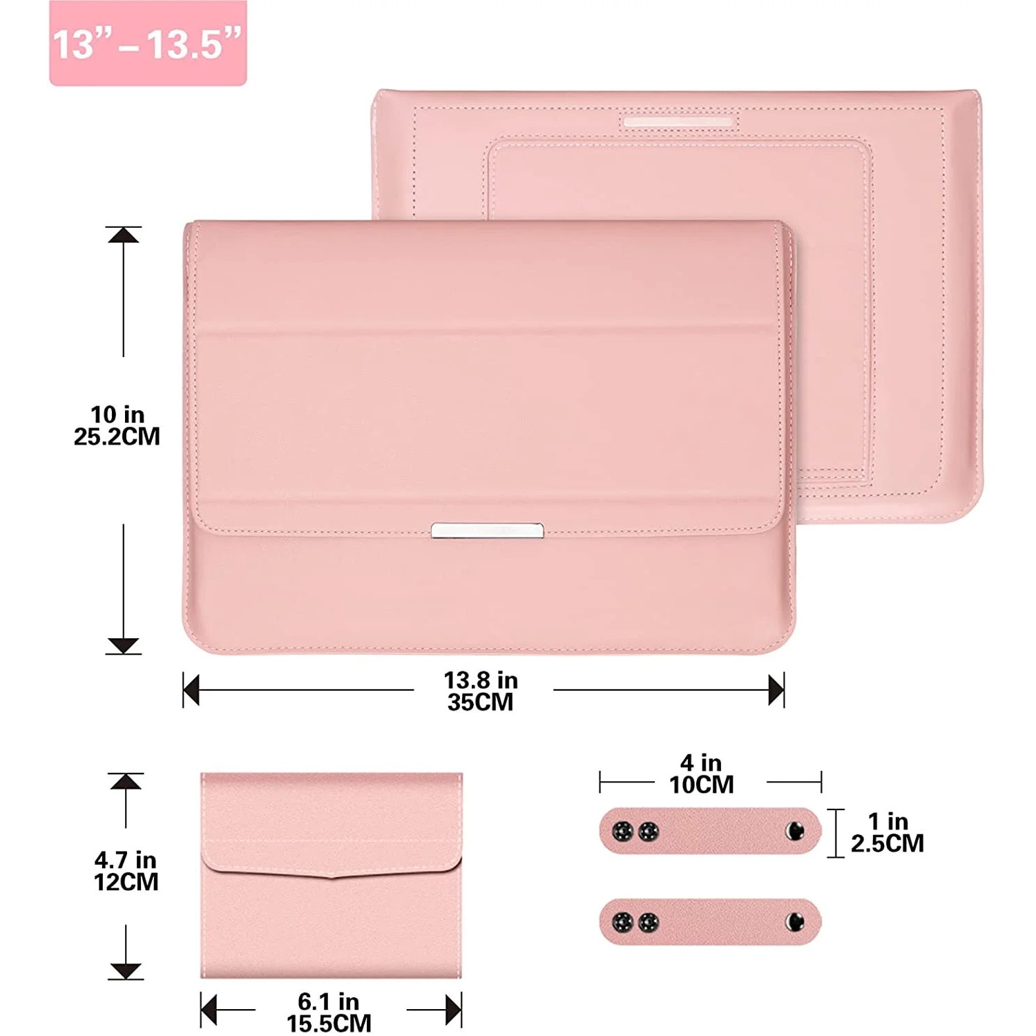 Husa laptop YANYXR BCS3230632 din piele PU cu stand pliabil, interior din fetru, rezistenta la apa, ultra slim, roz