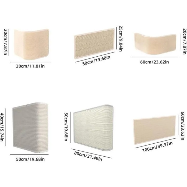 Covoras pentru zgariat pisici, protectie colt mobilier, sisal natural, 60x20cm