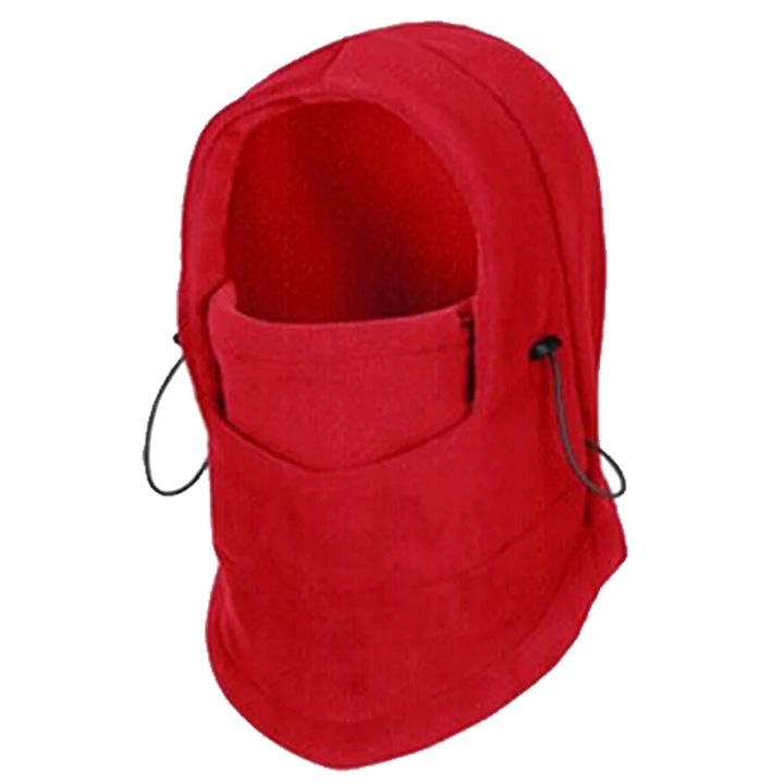 Masca schi YANYXR fleece cu gluga rosu, protectie termica, marime universala