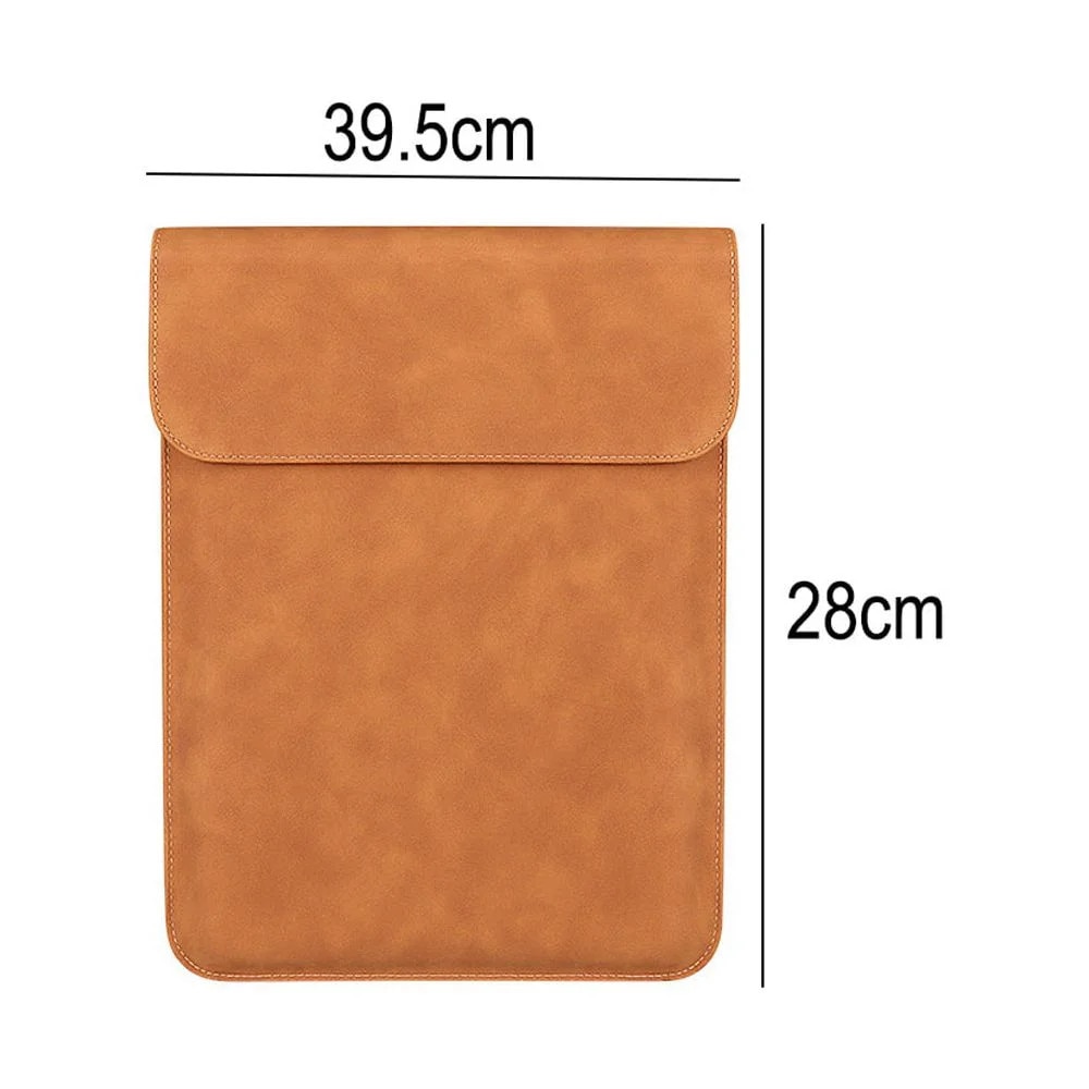 Husa pentru laptop YANYXR BCS3230716, piele PU verticala, rezistenta la apa si la uzura, inchidere magnetica dubla, maro caramel, 14.1-15.4 inch