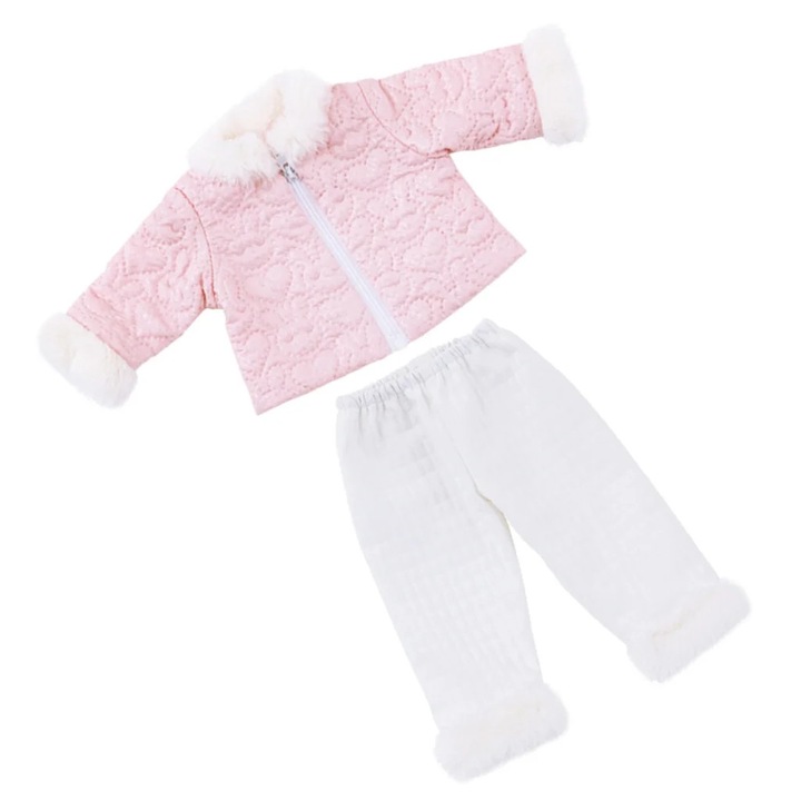 Set haine de iarna pentru papusi YANYXR, jacheta matlasata, rochie stralucitoare, accesorii, 35x17cm si 24x22cm