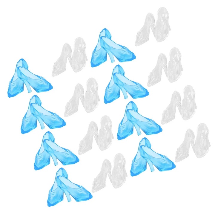 Pantofi mini toc inalt pentru papusi, YANYXR, plastic, asortat, 3x1.5x0.5cm, set 60 perechi