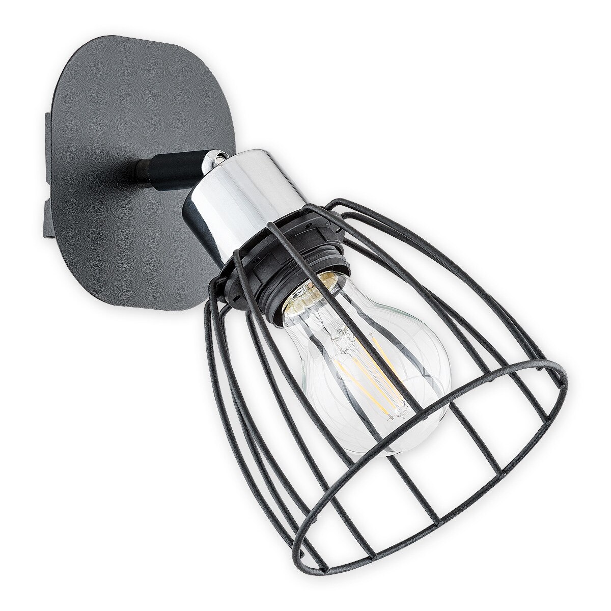 Aplica Hornet negru mat+crom, cu abajur directionabil, 1xE27, max 60W, 02690-K1-CZA, Lemir