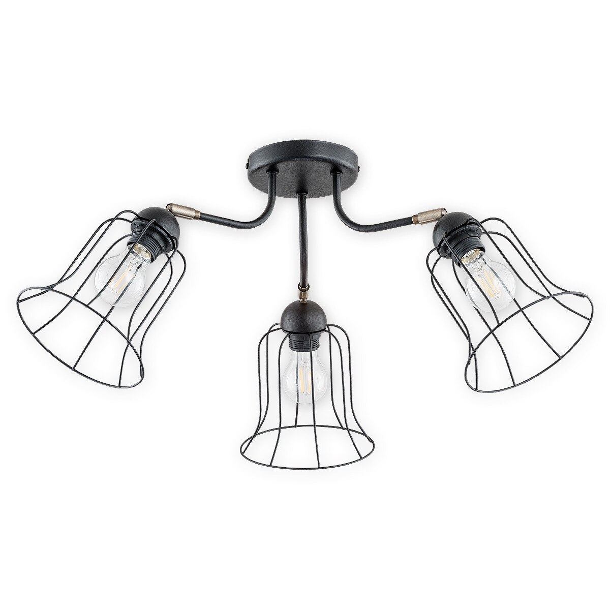 Plafoniera Ksenia negru mat, cu abajururi directionabile, 3xE27, max 60W, 02733 W3 Lemir