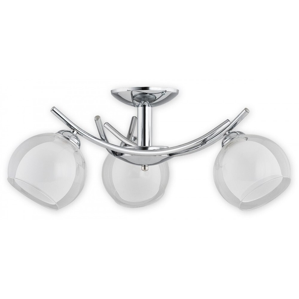 Candelabru Altea crom cu trei brate si abajururi duble din sticla transparenta si mata, 3xE27, max 3x60W, 02233 W3, Lemir