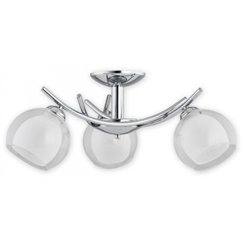 Candelabru Altea crom cu trei brate si abajururi duble din sticla transparenta si mata, 3xE27, max 3x60W, 02233 W3, Lemir Candelabru Altea crom cu trei brate si abajururi duble din sticla transparenta si mata, 3xE27, max 3x60W, 02233 W3, Lemir