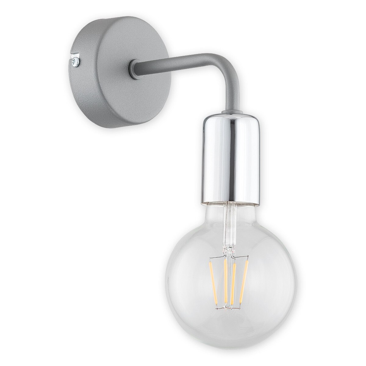 Aplica Pixi in stil industrial gri+crom, 1xE27, max 60w, 02740 K1 SZA Lemir