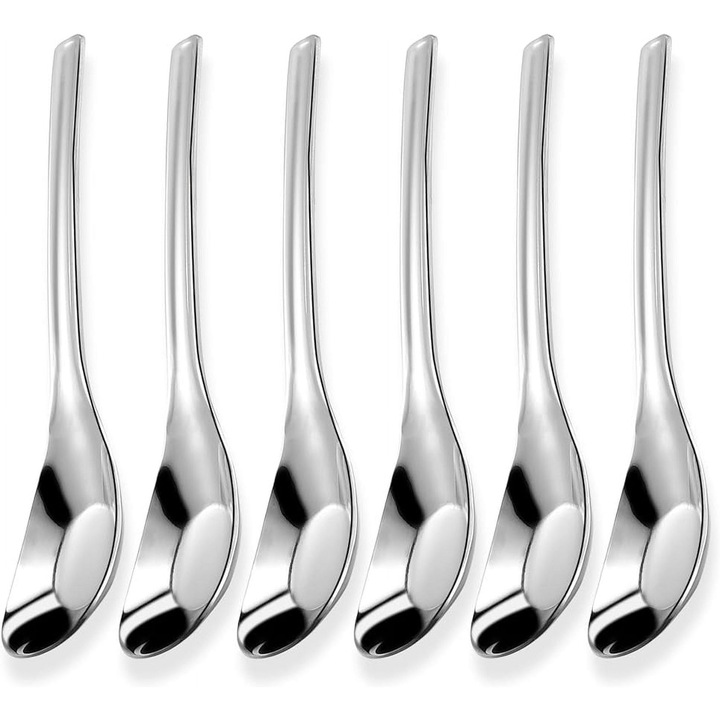 Set 6 linguri supa asiatice inox 18/10, 18cm, adanci, maner gros
