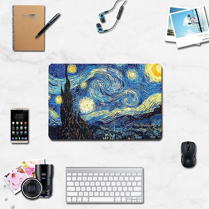 Husa protectoare si capac tastatura pentru Macbook Air 13 inch, PC, palm flower si starry sky