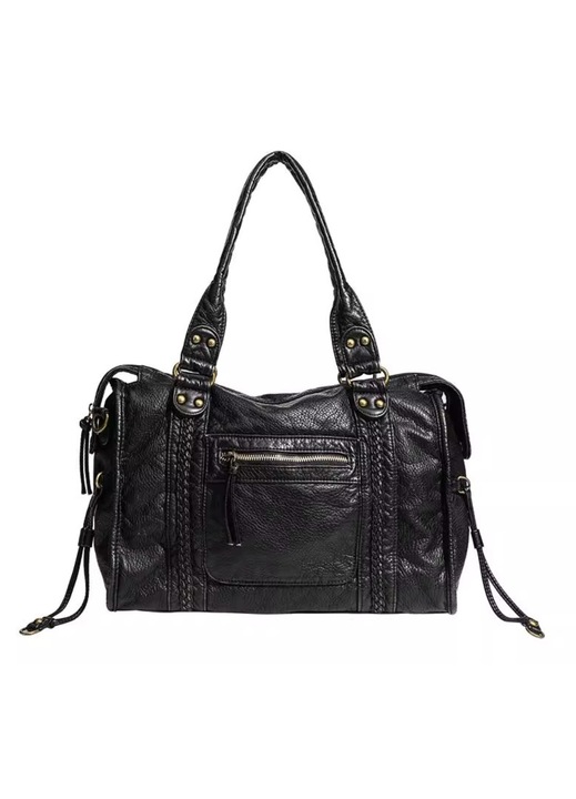 Geanta dama piele naturala vintage, maro inchis, 38x28x14cm, curea reglabila