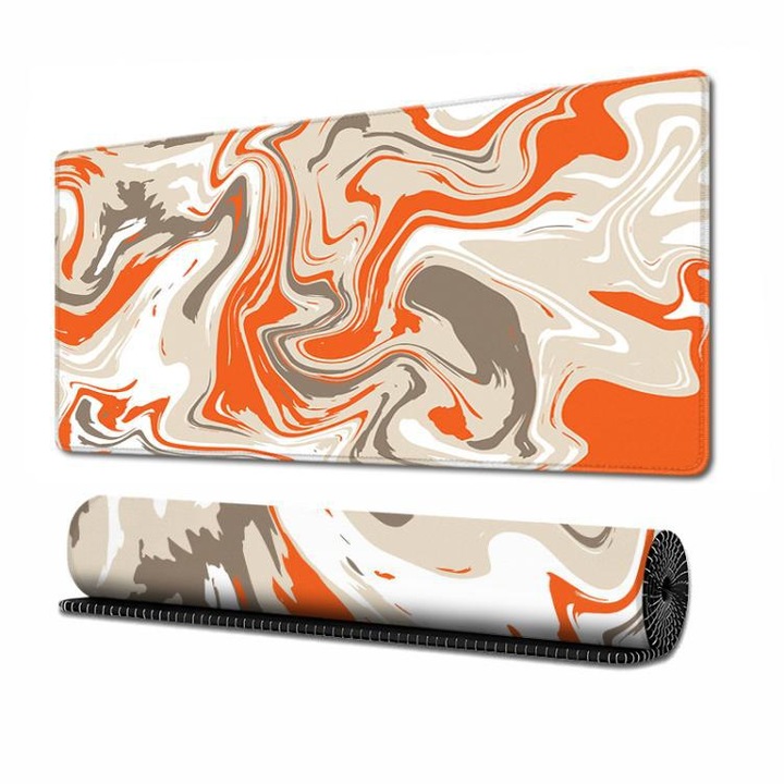 Tapit pentru mouse 30x70cm, suprafata plastic impermeabila, baza cauciuc natural, portocaliu fluo