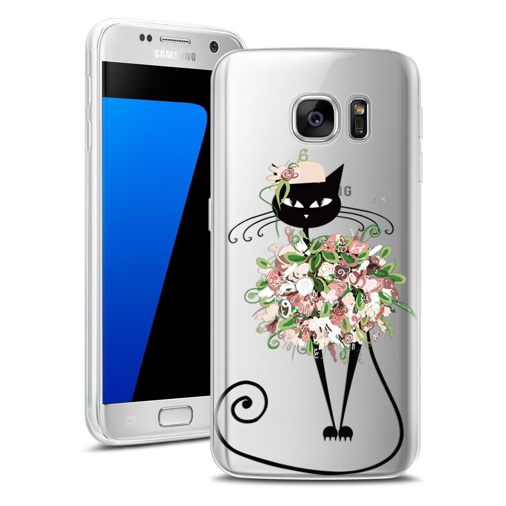 Husa Transparenta din Silicon pentru Samsung S7 colectia Primavara, Funky Cat