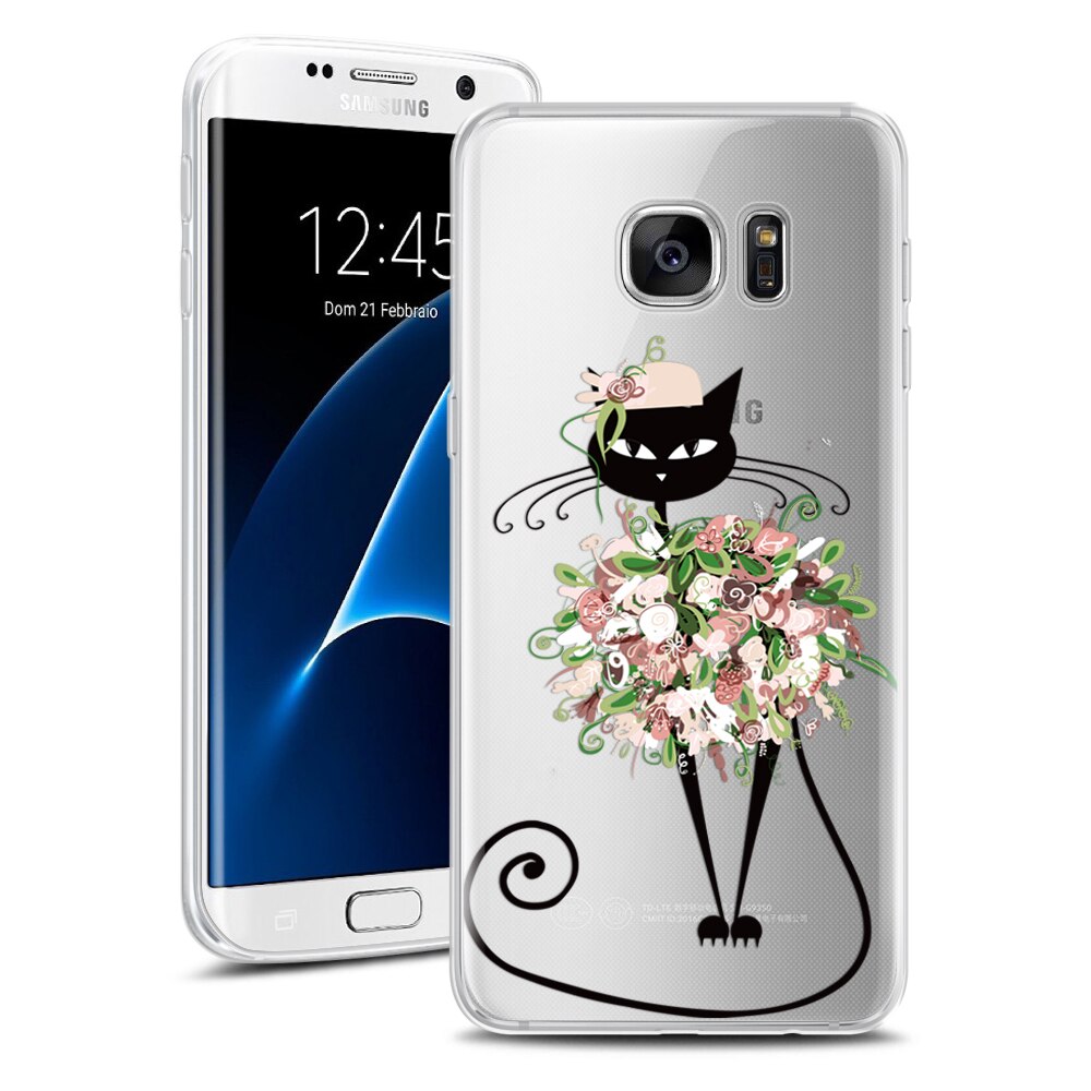 Husa Transparenta din Silicon pentru Samsung S7 Edge colectia Primavara, Funky Cat