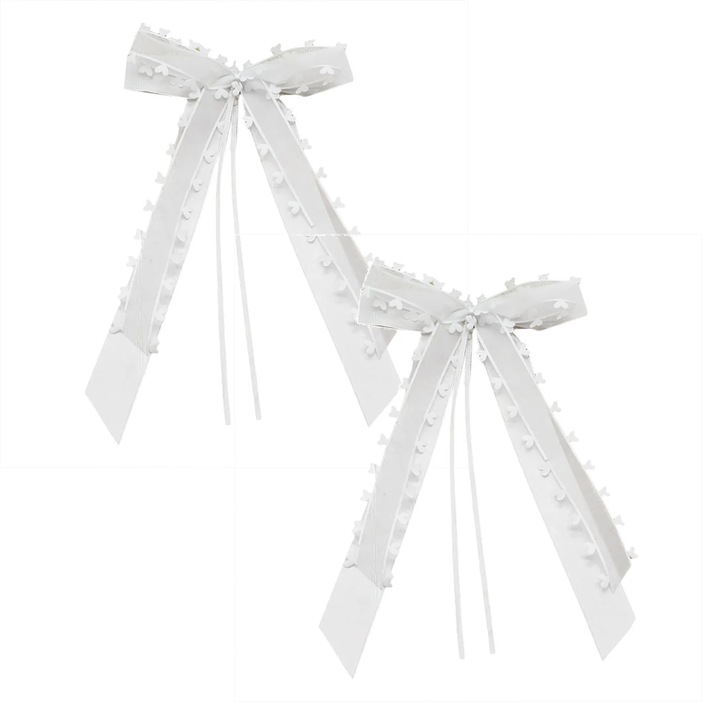 Fundite decorative din satin ZYBLSSBB LSM2xh6403-BCS0265392-2, cu detalii in forma de inimioara, alb, set 30 buc., 22 x 13 cm