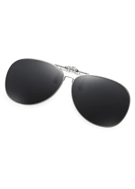 Ochelari de soare clip-on polarizati, negru-gri, 13.7x6.2x5.1cm