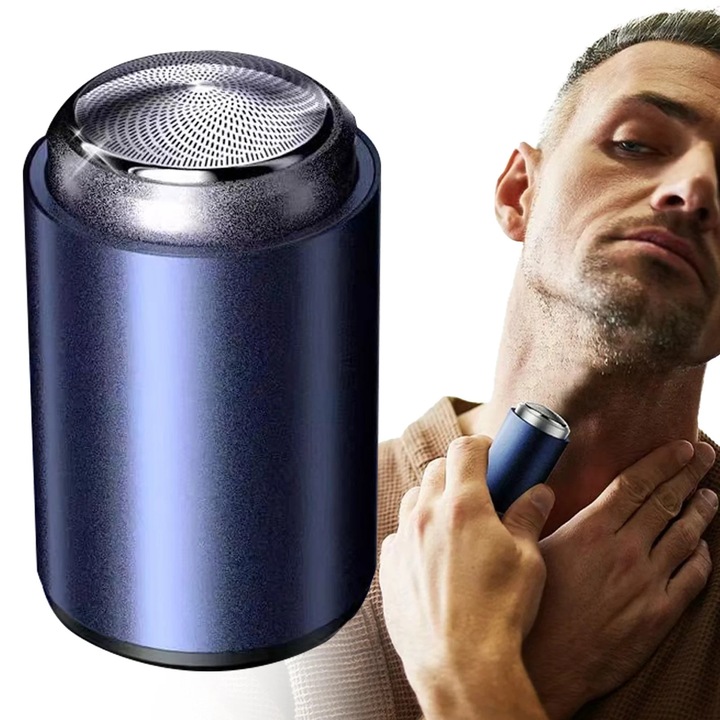 YANYXR BCS3128446 hordozható elektromos borotva, újratölthető, mosható fejek, önélező pengék, kompakt utazáshoz, metálkék