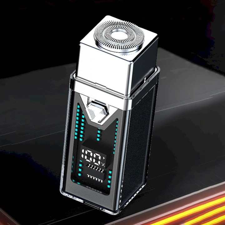 YANYXR BCS3101991 hordozható elektromos borotva, mini dupla gyűrűs fóliával, USB újratölthető, nedves és száraz, mosható, fekete/ezüst