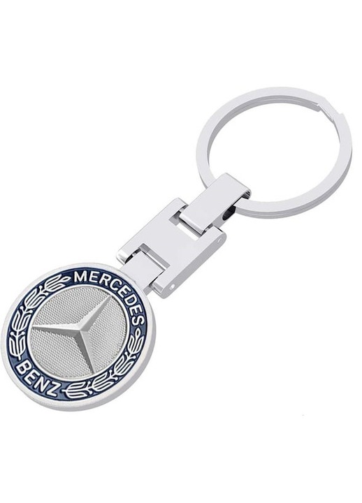 Mercedes-Benz kék krómozott fém kulcstartó