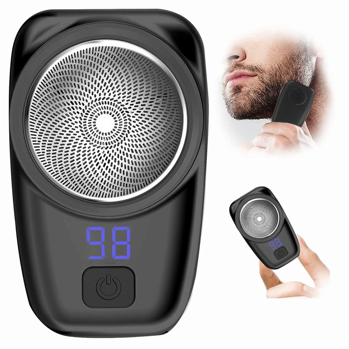 YANYXR BCS3097165 elektromos borotva, fóliás (foil), USB töltés, digitális akkumulátor kijelző, hordozható utazáshoz, fekete