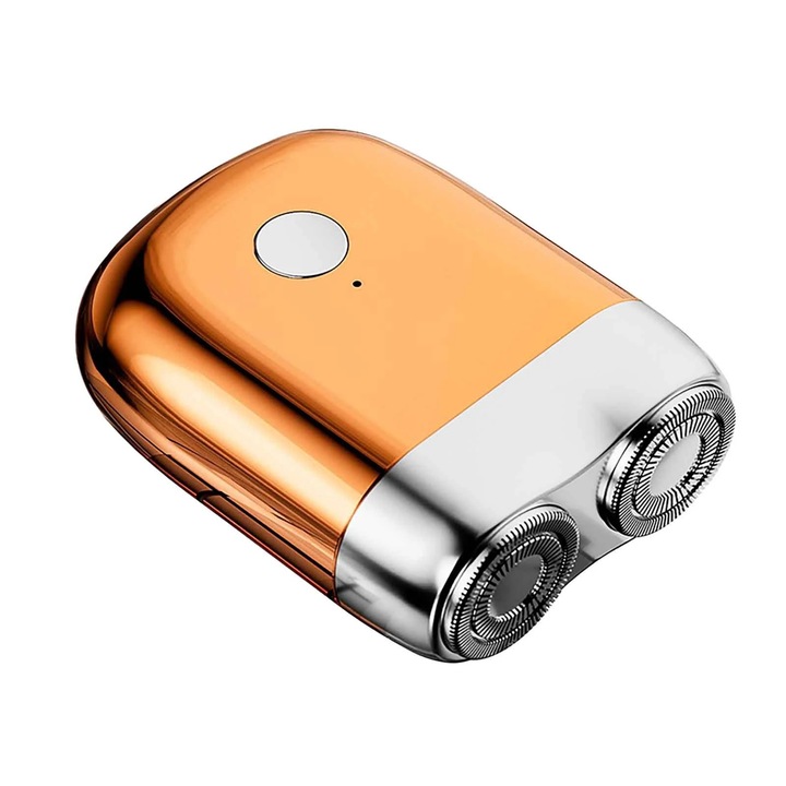 YANYXR mini hordozható elektromos borotva, USB-ről tölthető, narancssárga, 6.5x4.8x2.6cm