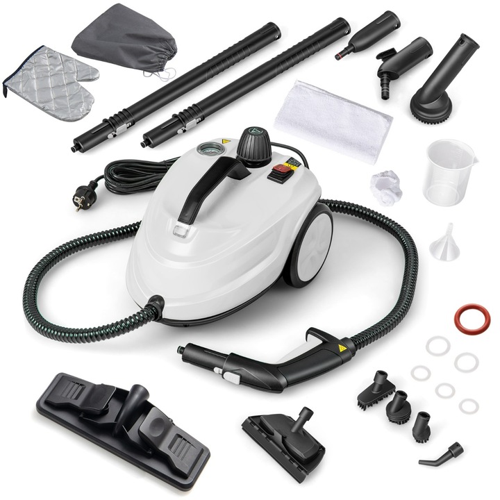 Aparat de curatat cu abur Costway 2000W 1.8L alb-negru 37x26x25cm
