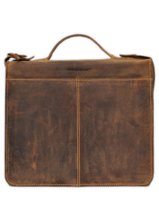 Mapa conferinta A4 unisex piele naturala maro antichizat 29 x 34 x 7 cm, Vintage, Greenburry