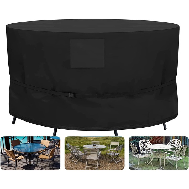YANYXR kerek kerti asztal huzat, strapabíró, vízálló, UV-védelem, 230cm átmérő