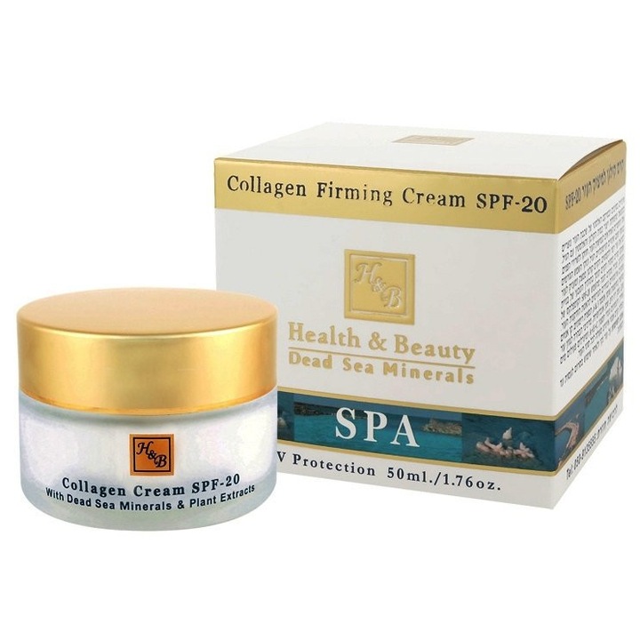 Стягащ крем за лице с колаген обогатен с минерали от Мъртво море, Health & Beauty Dead Sea, SPF 20, 50ml
