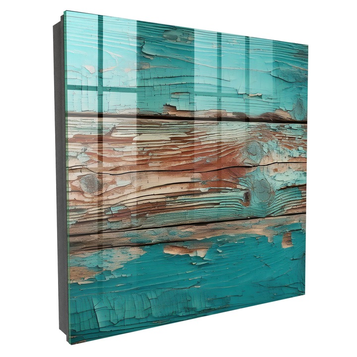 Dekoratív Kulcsszekrény, Tulup, Türkiz fa, Fekete, Balra Nyíló, 30x30 cm, 010940900010300282227