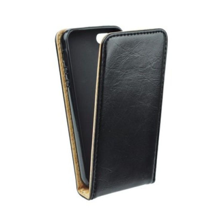 Husa protectie SLIM FLIP pentru HUAWEI P8 LITE (5.0 Inch), Flip vertical, Piele, Negru