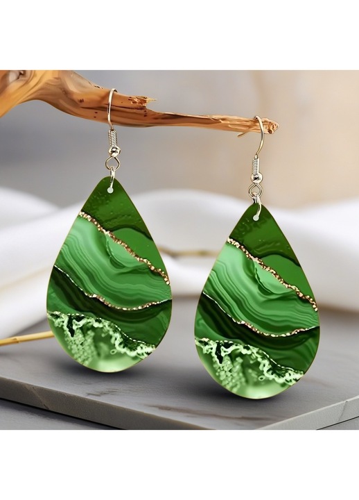 Cercei picatura, din lemn cu model marmorat, stil boem, usori si naturali, multicolori – bijuterie eleganta pentru femei, potrivita pentru petreceri si cadouri festive