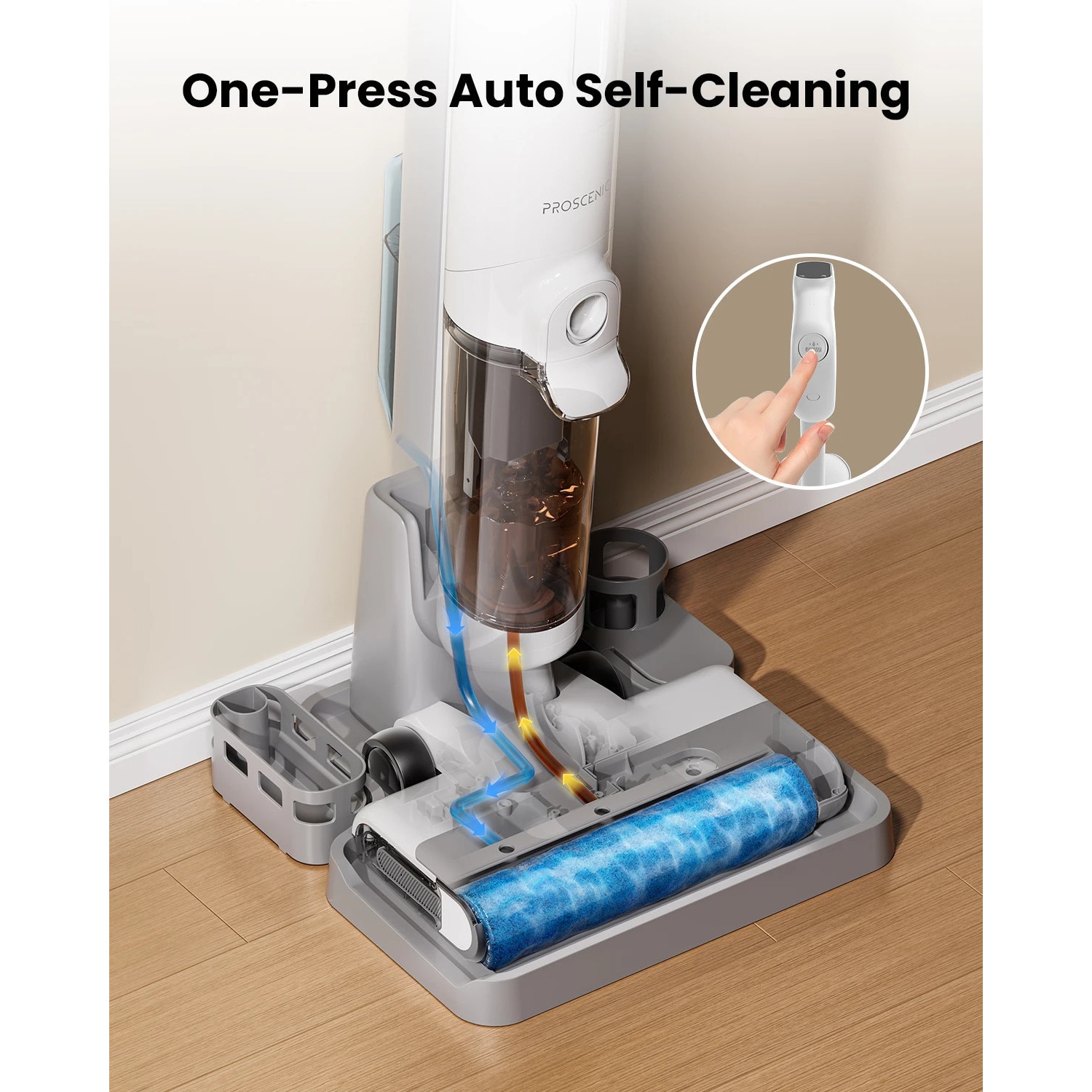 F10 Ultra, aspirator vertical 3-in-1 fara fir umed-uscat, autonomie 60 min, rezervor dublu apa 1, 3 l, spalare si aspirare, stecher EU