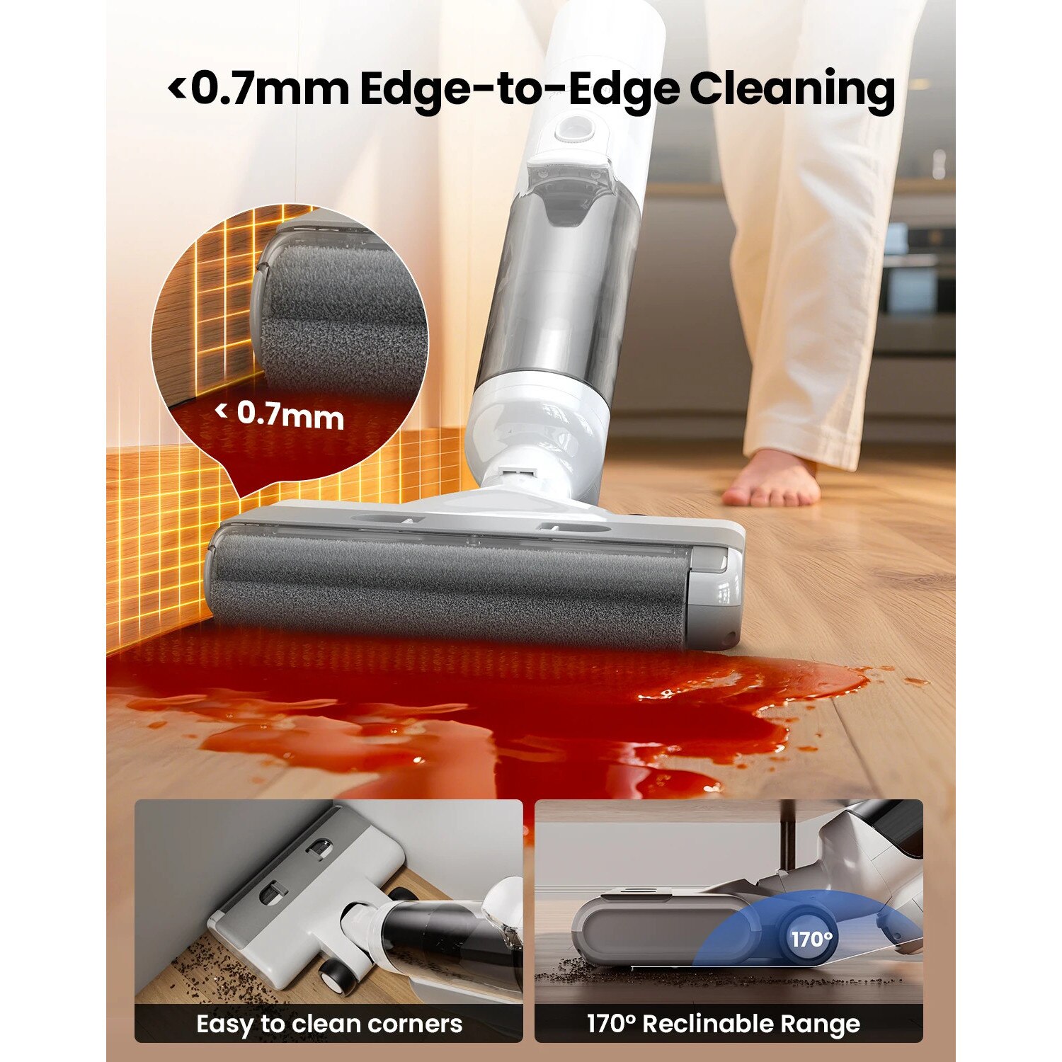F10 Ultra, aspirator vertical 3-in-1 fara fir umed-uscat, autonomie 60 min, rezervor dublu apa 1, 3 l, spalare si aspirare, stecher EU