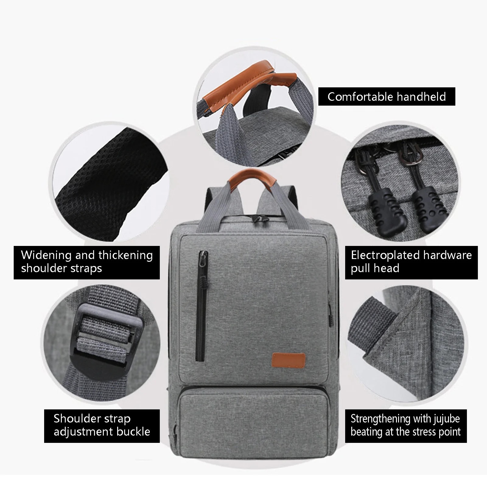YANYXR, rucsac laptop din Oxford pentru calatorie, set 3 piese (rucsac 17 inch + geanta crossbody si portofel), gri, 45 x 32 x 16 cm (BCS2909976)