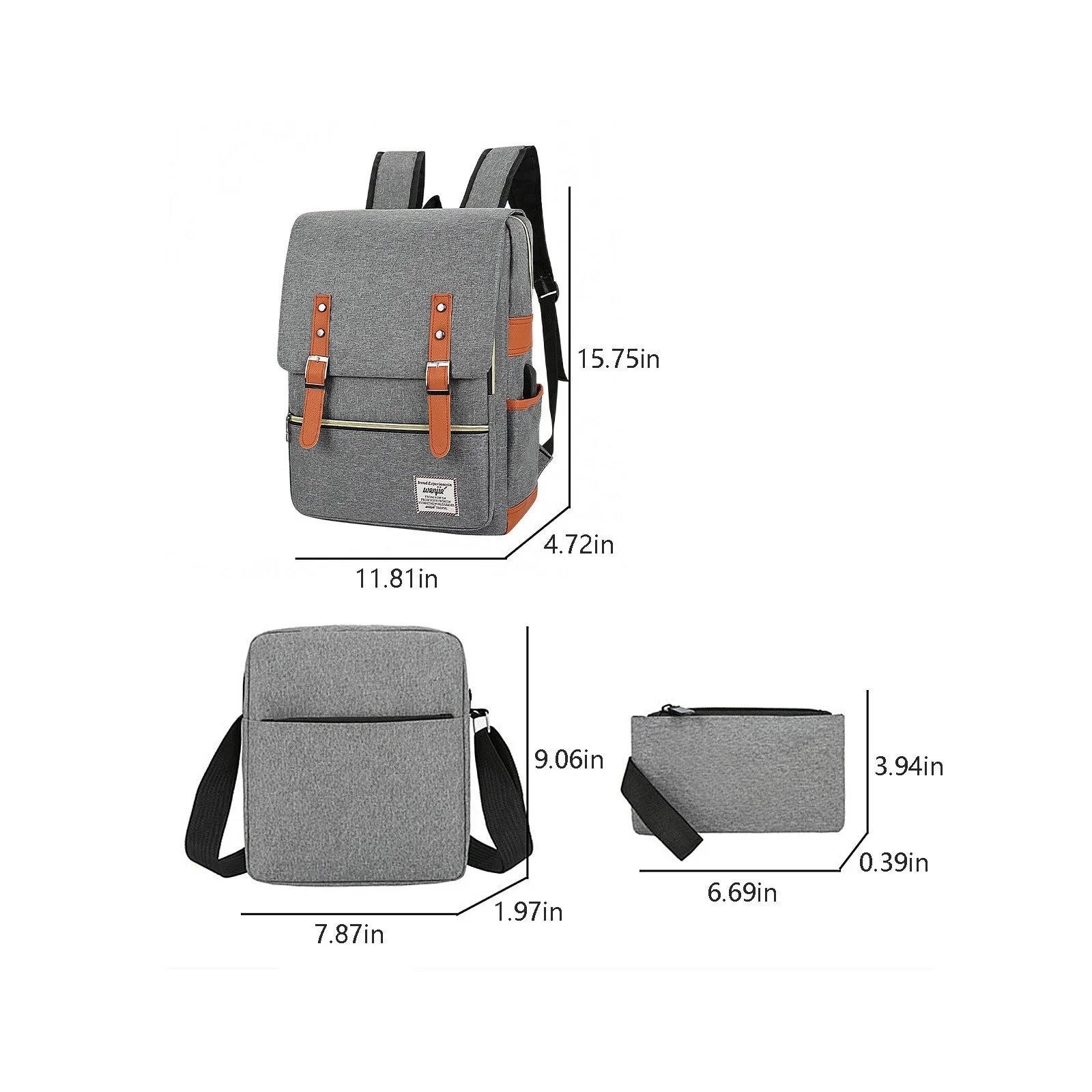 Rucsac laptop set 3 piese, multicolor, 40x30x12cm