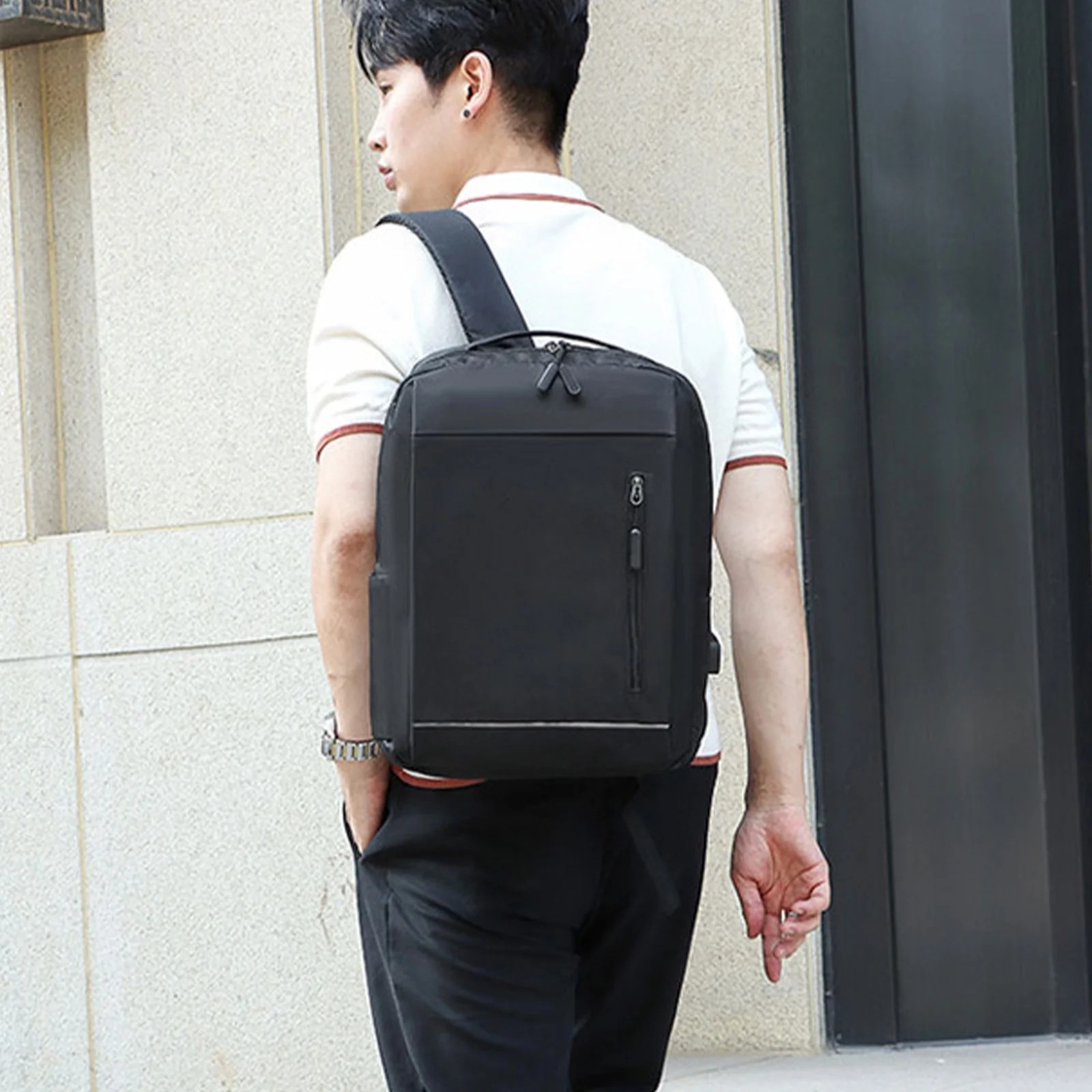 Rucsac laptop set 3 piese, negru, 41x30x12cm, 22x20x5cm, 18x12x2cm
