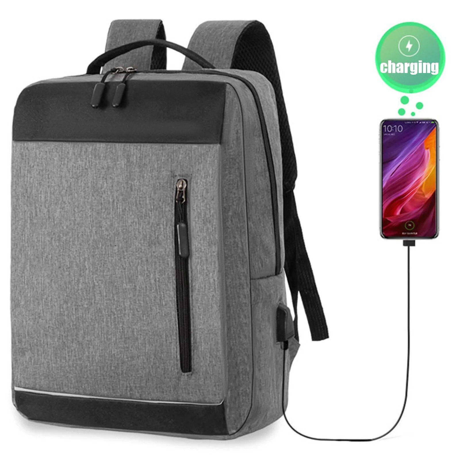 Rucsac laptop set 3 piese, gri, 41x30x12cm, 22x20x5cm, 18x12x2cm