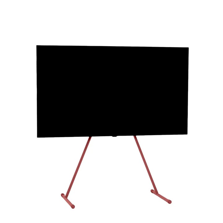 Univerzális TV állvány, Pedestal típus, Viva, 32"-70" (81-177 cm) képátló, maximális terhelhetőség 50 kg, csúszásmentes lábak, könnyen összeszerelhető, szatén rozsdamentes acél, skandináv design, piros