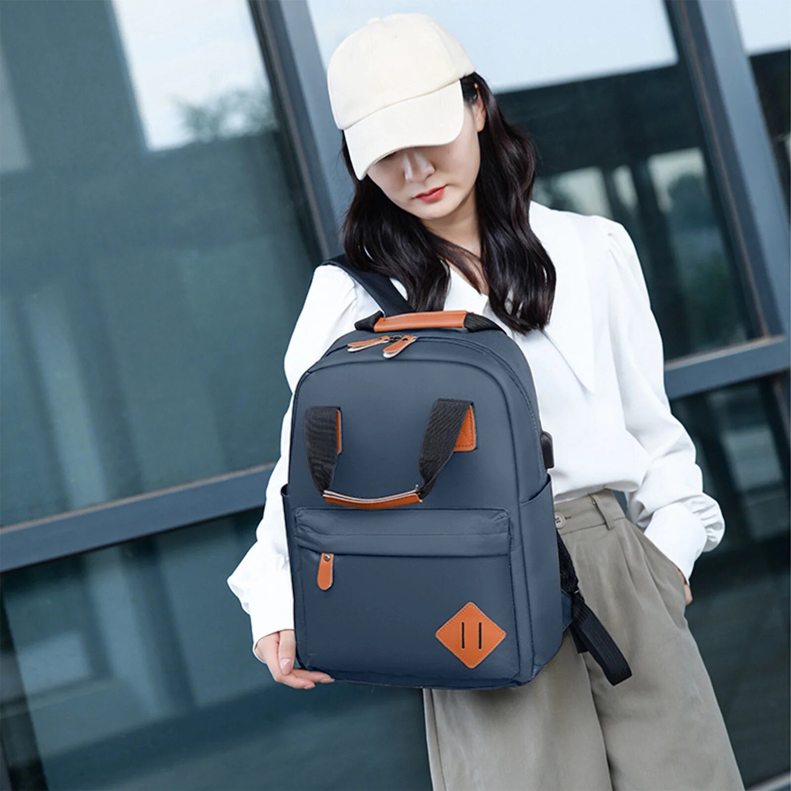 Set 3 piese rucsac laptop, geanta umar si portofel, multicolor, 41x29x13cm