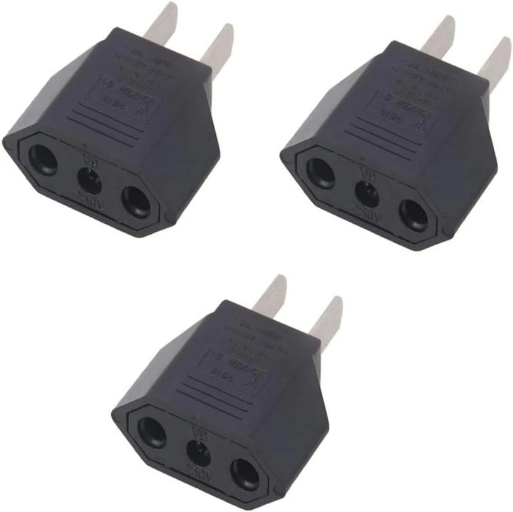 Adaptor priza set 3 bucati, ABS, compact, alb, 6.5x4.5x3cm