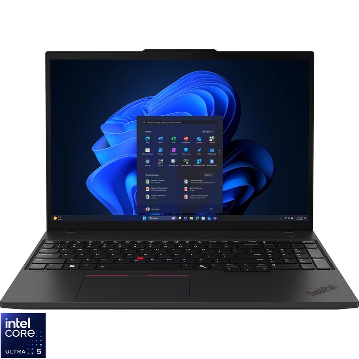 Laptop Lenovo 16'' ThinkPad T16 Gen 4, WUXGA IPS, Procesor Intel® Core™ Ultra 5 225U (12M Cache, up to 4.80 GHz), 16GB DDR5, 512GB SSD, Intel Graphics, Win 11 Pro, Black