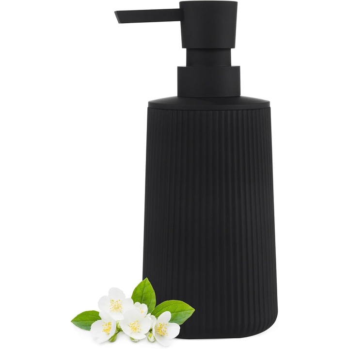 Dozator de sapun negru pentru baie, dozator de detergent de vase, dozator de sapun de bucatarie pentru blat (negru, lichid)