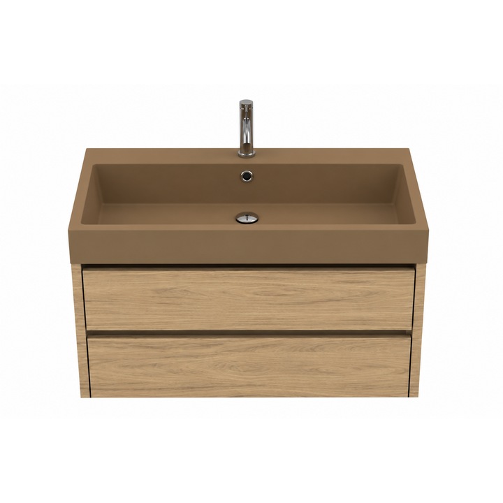 Lavoar compozit, Model Home, Pe mobilier, Cuva centrala, 710x460x100, Brown Clay Texturat