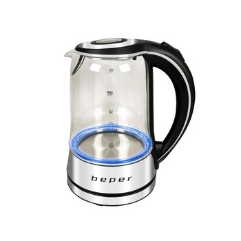 Fierbator de apa cu iluminare LED, Beper, BB.104, recipient din sticla, capacitate 1,7 L, 2200 W Fierbator de apa cu iluminare LED, Beper, BB.104, recipient din sticla, capacitate 1,7 L, 2200 W