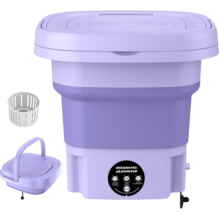 Masina de spalat portabila, masina de spalat pliabila de 9L, mini masina de spalat si centrifugare, masina de spalat mica pentru sosete, lenjerie intima sau articole mici