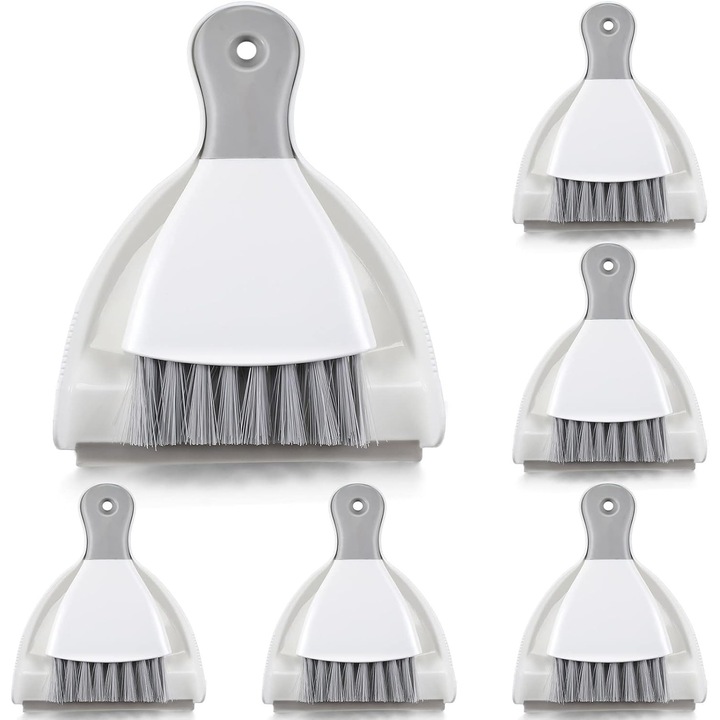 Set mini maturatoare si lopata de praf cu 6 piese, maturatoare si lopata de praf mici, perie multifunctionala portabila pentru masina, masa, birou, blat, tastatura, bucatarie, cusca pentru animale de companie, instrumente de curatenie pentru uz casnic