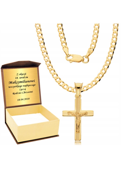 Lant Argint 925 Aurit cu Cruce, Personalizabil - Cadou Ziua Tatalui