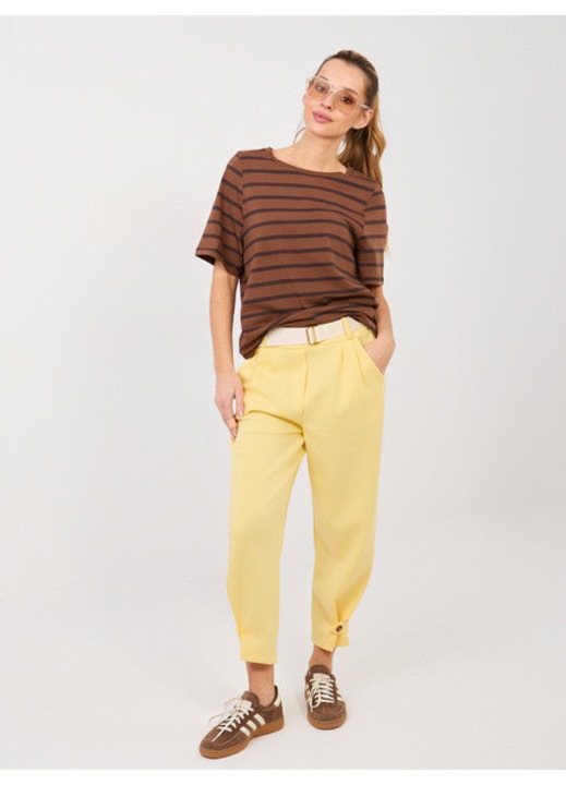 Pantaloni Dama, ITALY MODA, Viscoza, Galben deschis, model MI-SP-P6224.71, marimea ONE SIZE